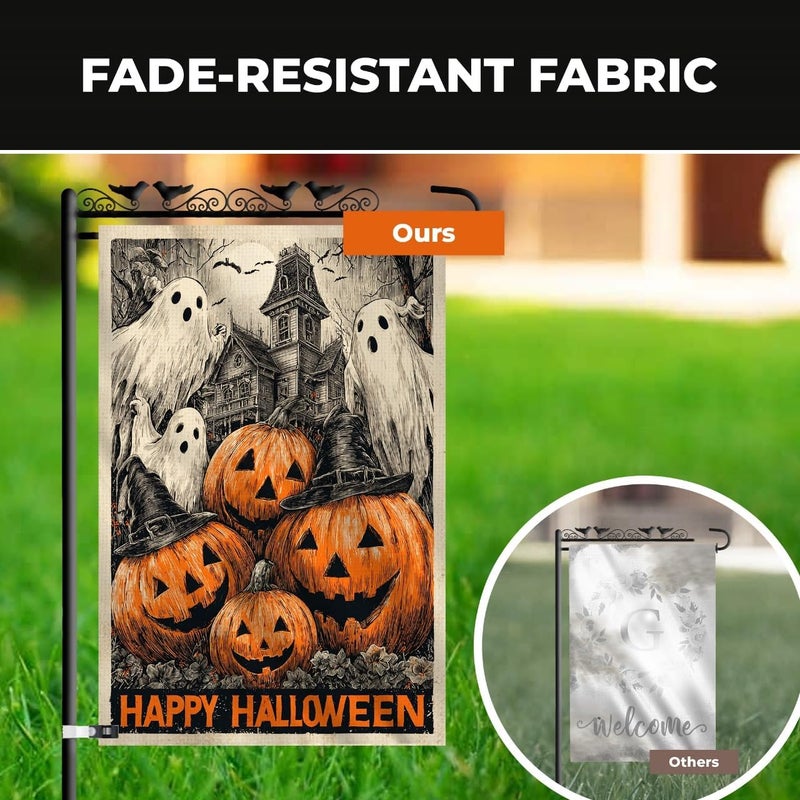 KarvePro Halloween Garden Flag 12x18 Double Sided – Happy Halloween Flag for Outside, Spooky Ghosts, Pumpkins & Haunted House Yard Flag Decor for Fall Outdoor Display - Image 4